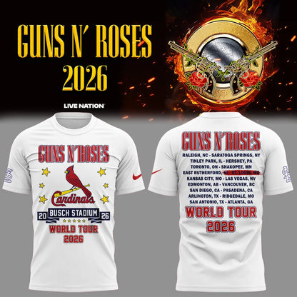 Limited Edition Guns N' Roses x St. Louis Cardinals - World Tour 2026 T-Shirt