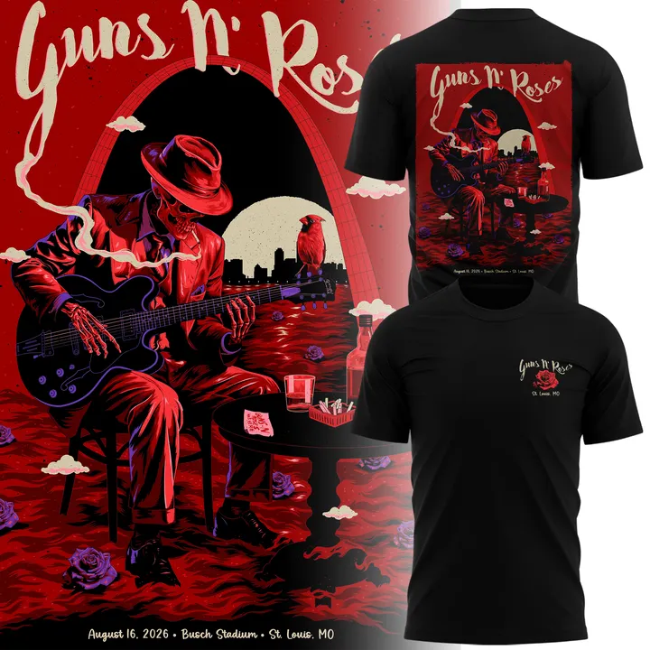 Limited Edition Guns N' Roses x St. Louis Cardinals - World Tour 2026 T-Shirt