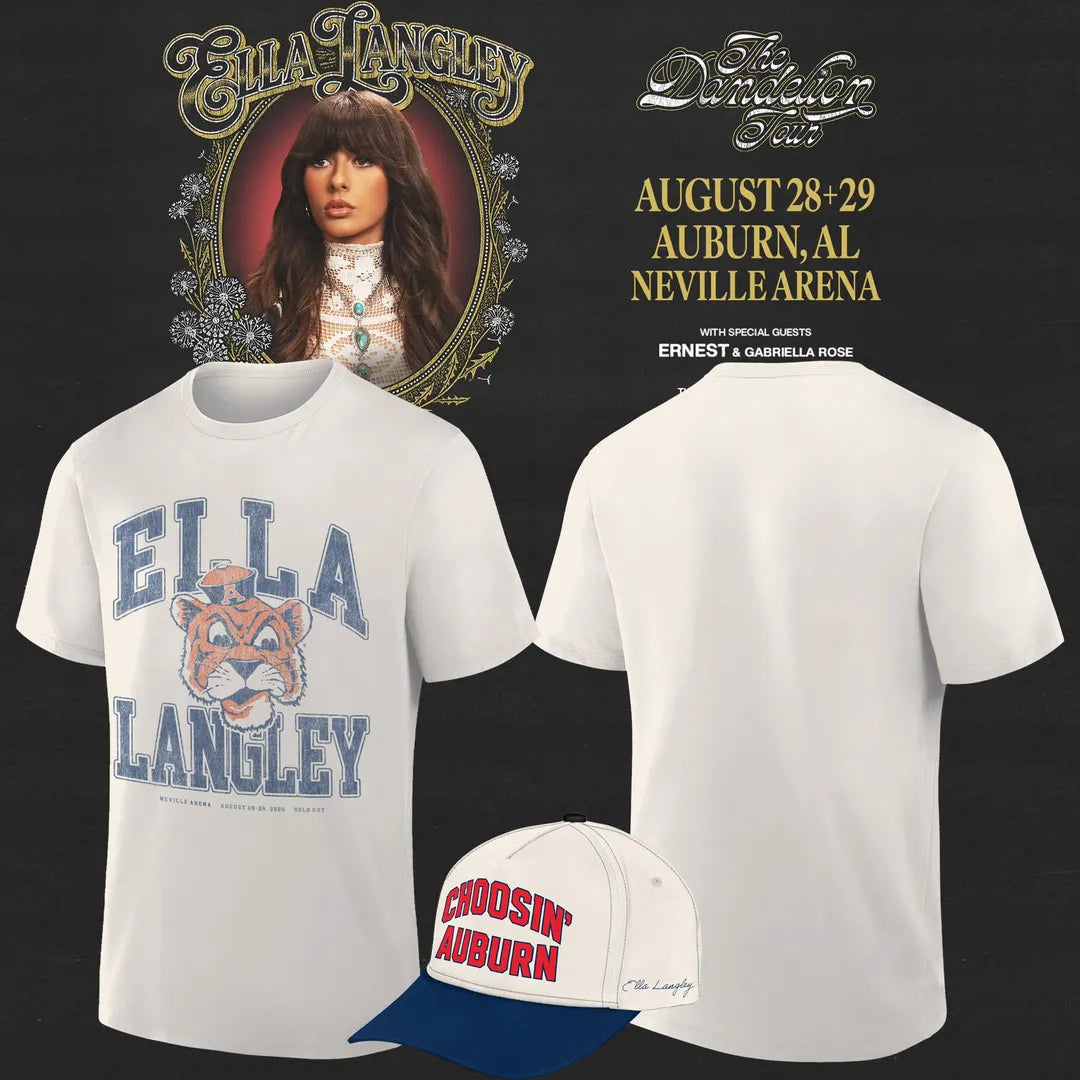 Auburn Tigers x Ella Langley – The Dandelion Tour 2026 Neville Arena Combo T-Shirt