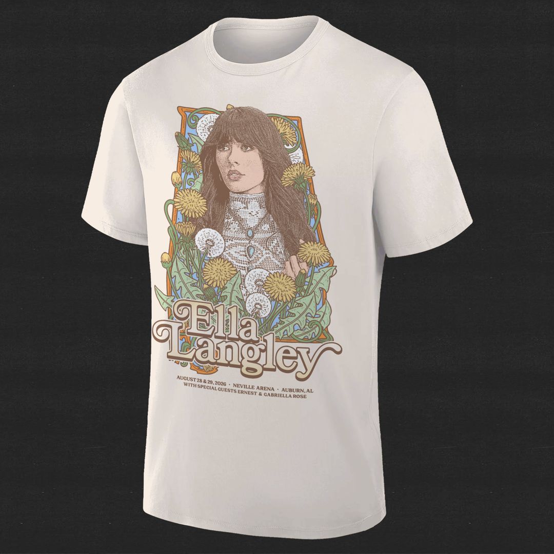 Auburn Tigers x Ella Langley – The Dandelion Tour 2026 Neville Arena Combo T-Shirt