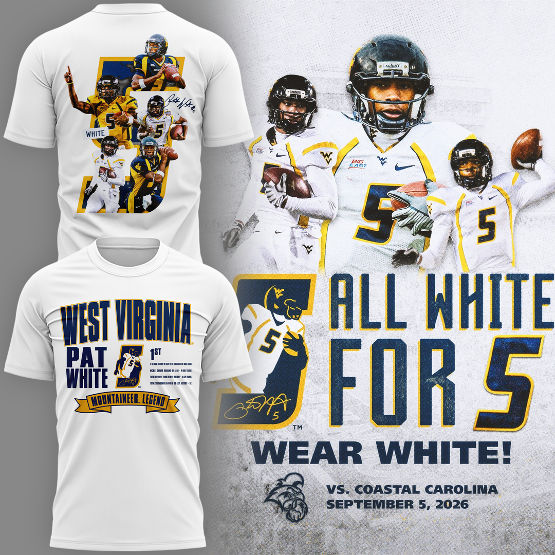 Limited Edition West Virginia Football Pat White T-Shirt 2026