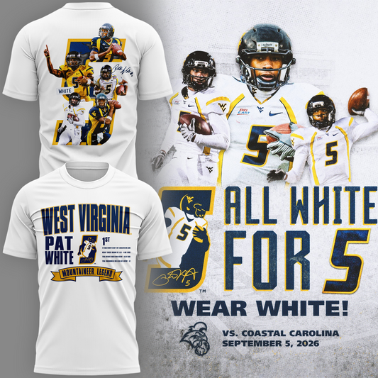 Limited Edition West Virginia Football Pat White T-Shirt 2026
