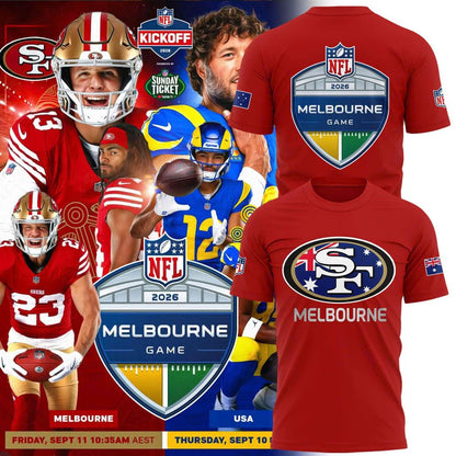 San Francisco 49ers Melbourne Australia '26 Shirt | Retro Football Kangaroo Graphic T-shirt