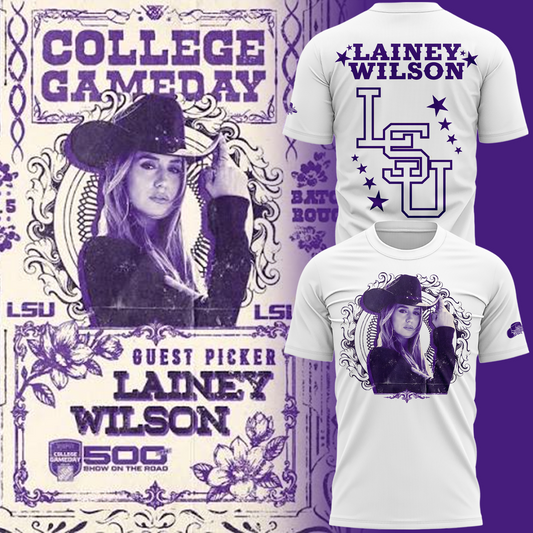 Limited Edition LSU Football x Lainey Wilson White T-Shirt