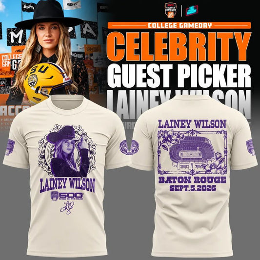 Limited Edition LSU Football x Lainey Wilson White T-Shirt