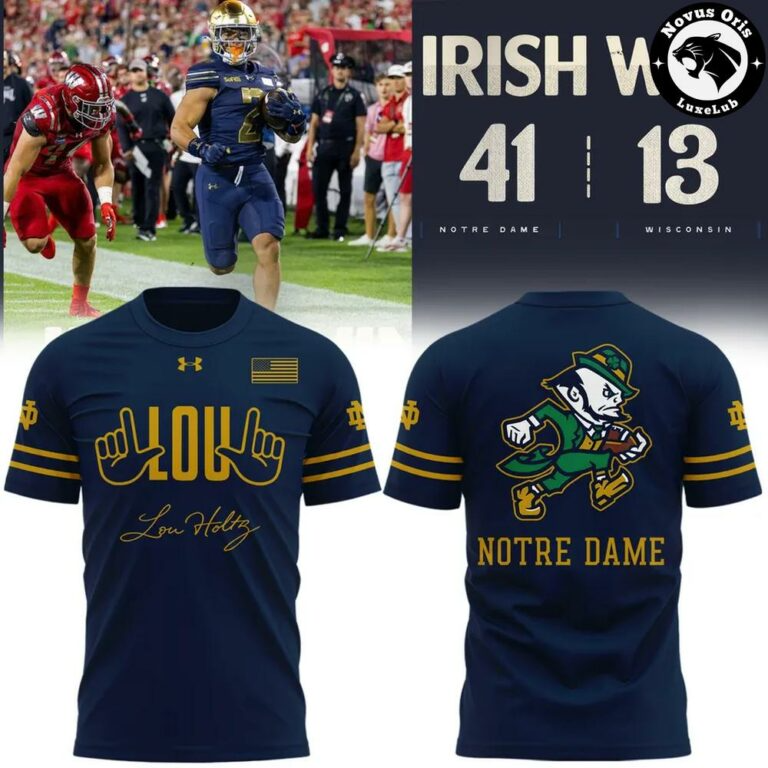 Perfect Shirt For Lou Notre Dame Fighting Irish Football Navy T-Shirt