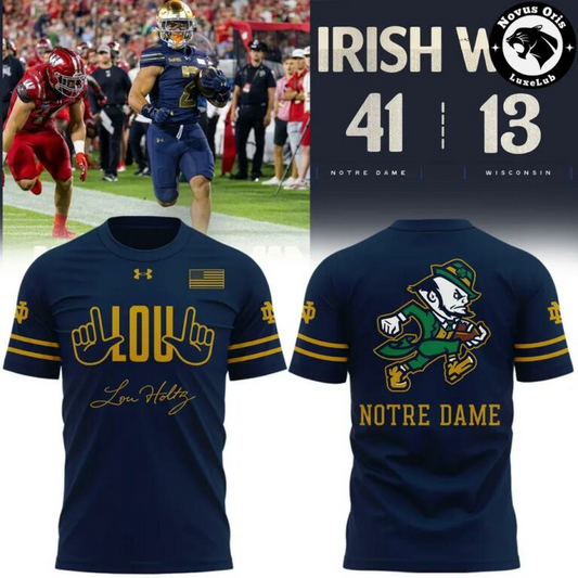 Perfect Shirt For Lou Notre Dame Fighting Irish Football Navy T-Shirt