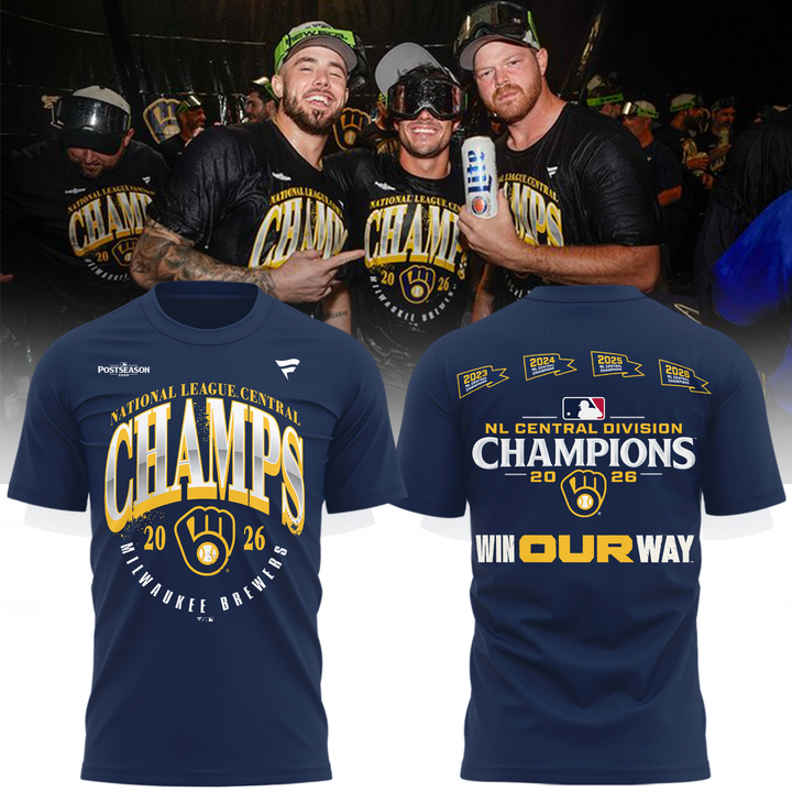 Milwaukee Brewers Fanatics 2026 NL Central Division Champions Locker Room T-Shirt