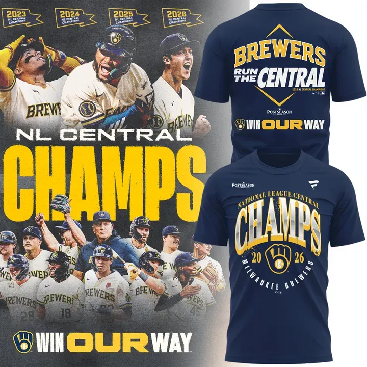Milwaukee Brewers Fanatics 2026 NL Central Division Champions Locker Room T-Shirt