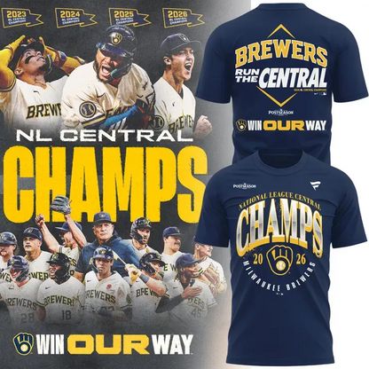 Milwaukee Brewers Fanatics 2026 NL Central Division Champions Locker Room T-Shirt