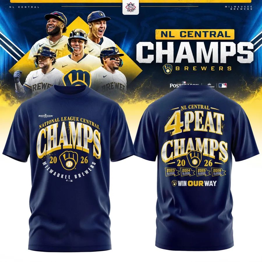 Milwaukee Brewers Fanatics 2026 NL Central Division Champions Locker Room T-Shirt