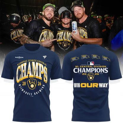 Milwaukee Brewers Fanatics 2026 NL Central Division Champions Locker Room T-Shirt