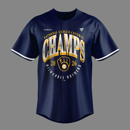Milwaukee Brewers The FIRST 4-Peat in NL Central History 🏆🏆🏆🏆 Win Our Way 2026 Baseball Jersey