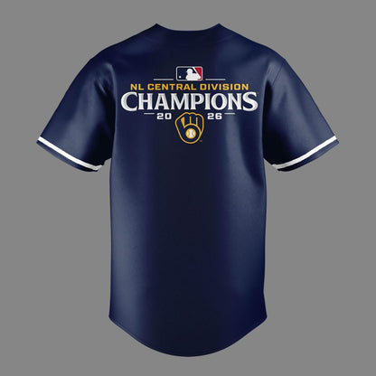 Milwaukee Brewers The FIRST 4-Peat in NL Central History 🏆🏆🏆🏆 Win Our Way 2026 Baseball Jersey