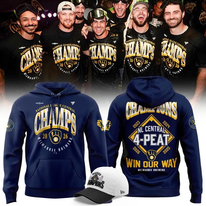 Milwaukee Brewers Fanatics Navy 2026 NL Central Division Champions Locker Room Hoodie