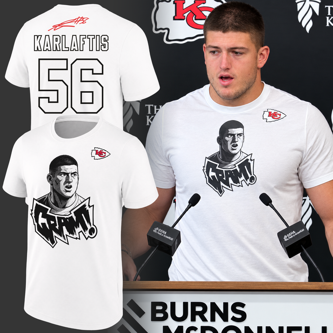 2026 Exclusive George Karlaftis T-Shirt Signatures Print for Kansas City Chiefs fans
