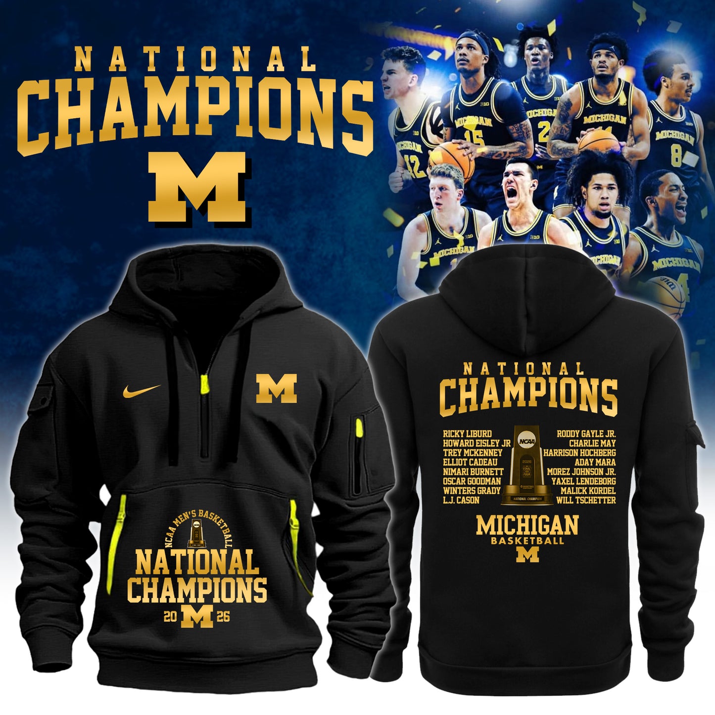 MICH Champions NCAA DI Basketball 2026 New Hoodie Limited Edition