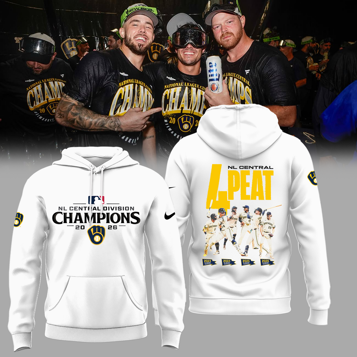Limited Edition Milwaukee Brewers 2026 NL Central Division Champions Hoodie
