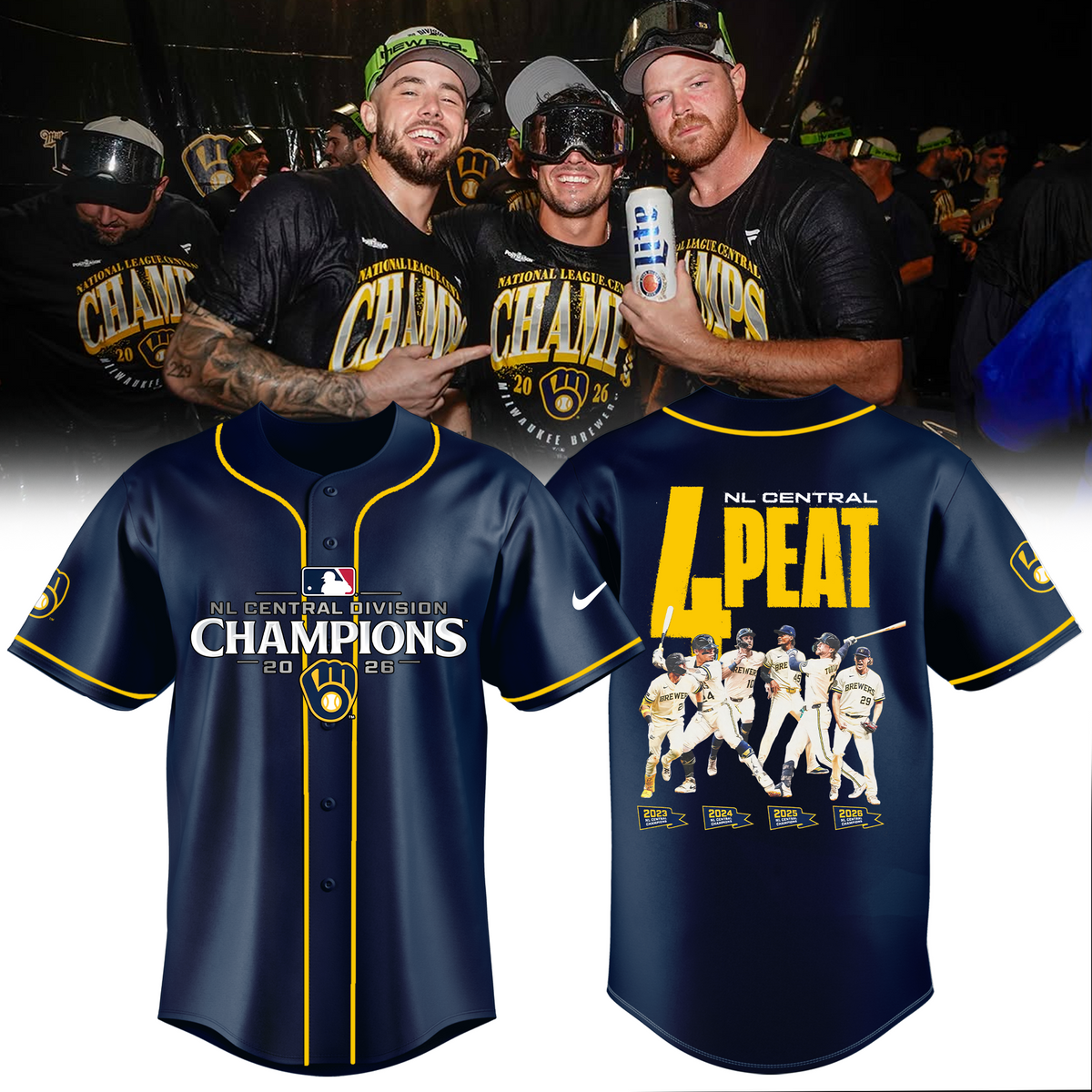 Limited Edition Milwaukee Brewers 2026 NL Central Division Champions Jersey