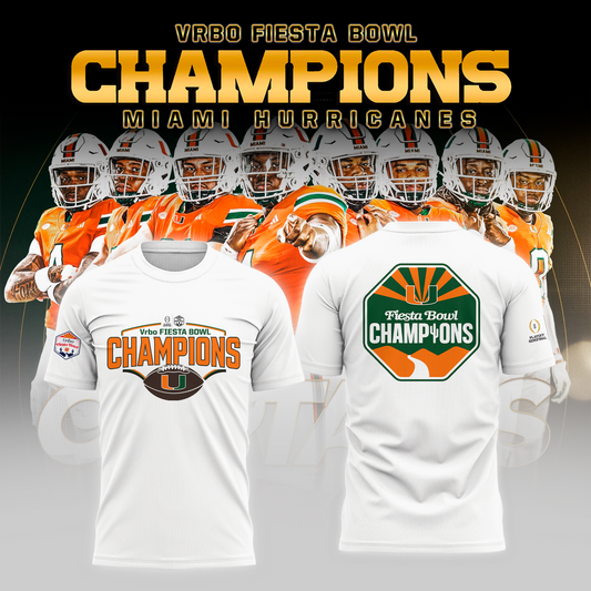 Miami Hurricanes College Football Playoff 2025 Fiesta Bowl Champions Combo T-Shirt