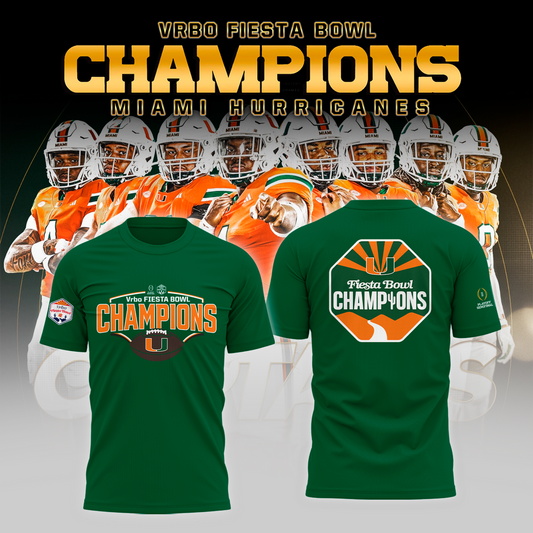 Miami Hurricanes College Football Playoff 2025 Fiesta Bowl Champions Combo T-Shirt
