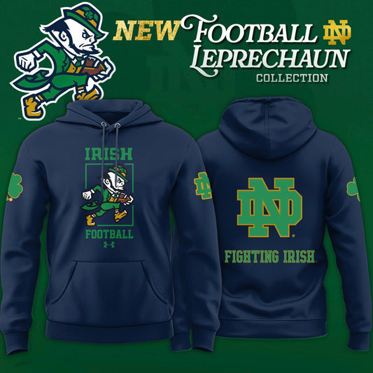 Notre Dame Fighting Irish Football Leprechaun Limited Editions 2025 Hoodie Navy