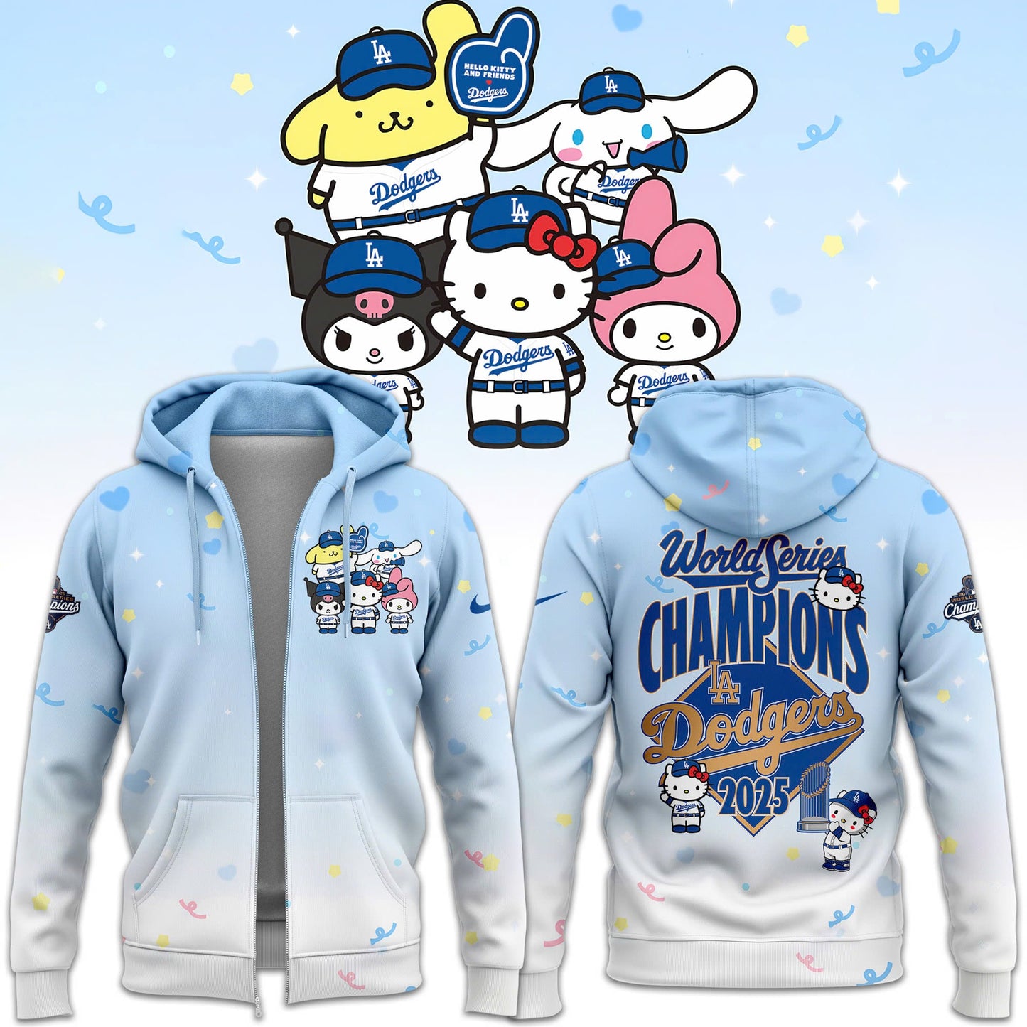 2025 HELLO KITTY x DODGERS CHAMPIONS Zip Hoodie