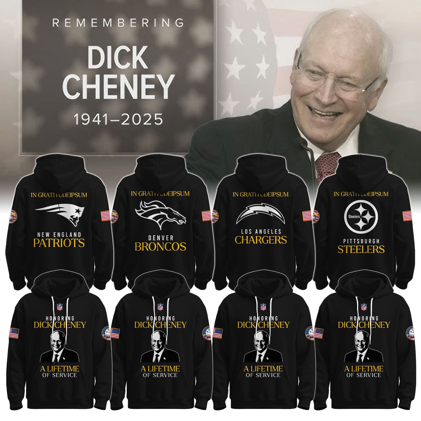 All Team NFL x “Dick Cheney Tribute Collection Hoodie Limited Release!”