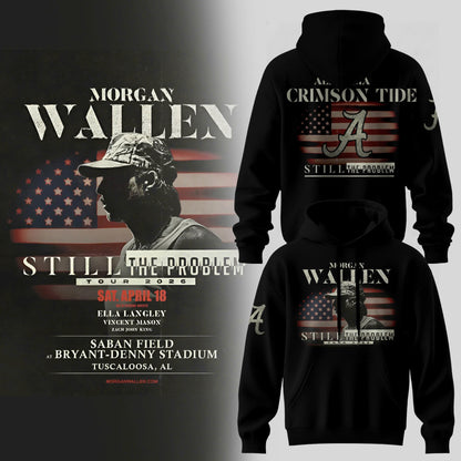 Limited edition Morgan Wallen x Alabama Football "Still The Problem Tour 2026" Bryant–Denny Stadium Hoodie for fans!