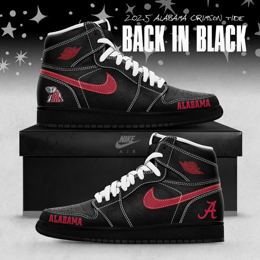 Back In Black Alabama Crimson Tide Special Edition Air Jordan1 Shoes