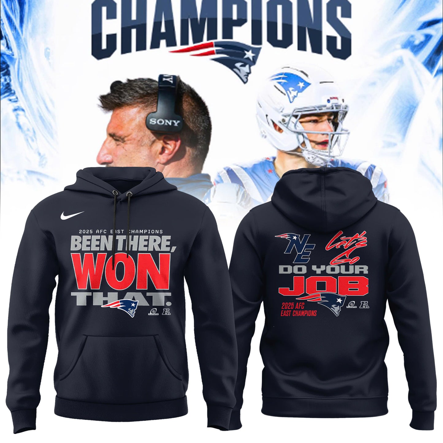 New England Patriots 2025 AFC East Champions Hoodie Limited Edition