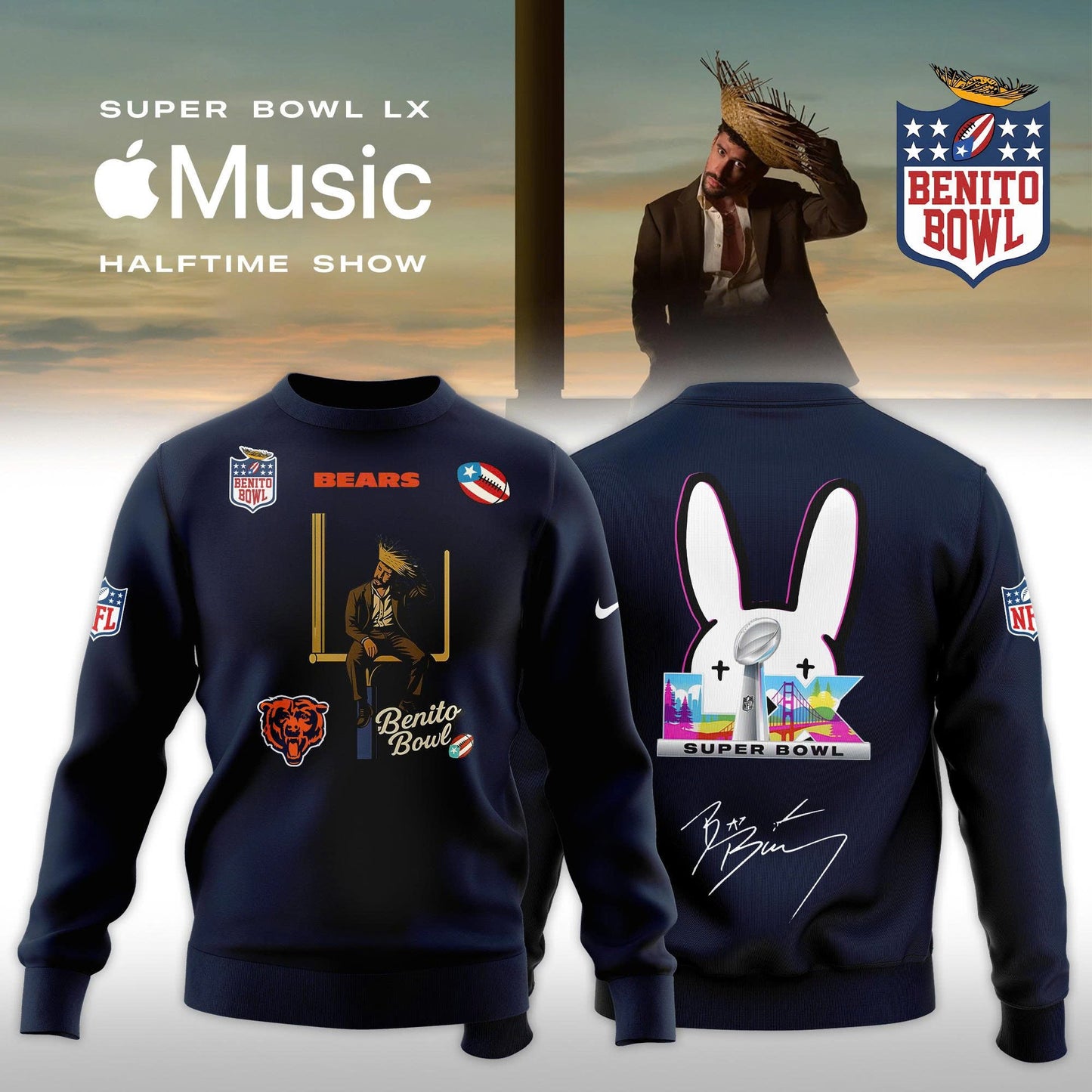Chicago Bears x Bad Bunny Super Bowl LX The Halftime Show Special Edition Sweatshirt