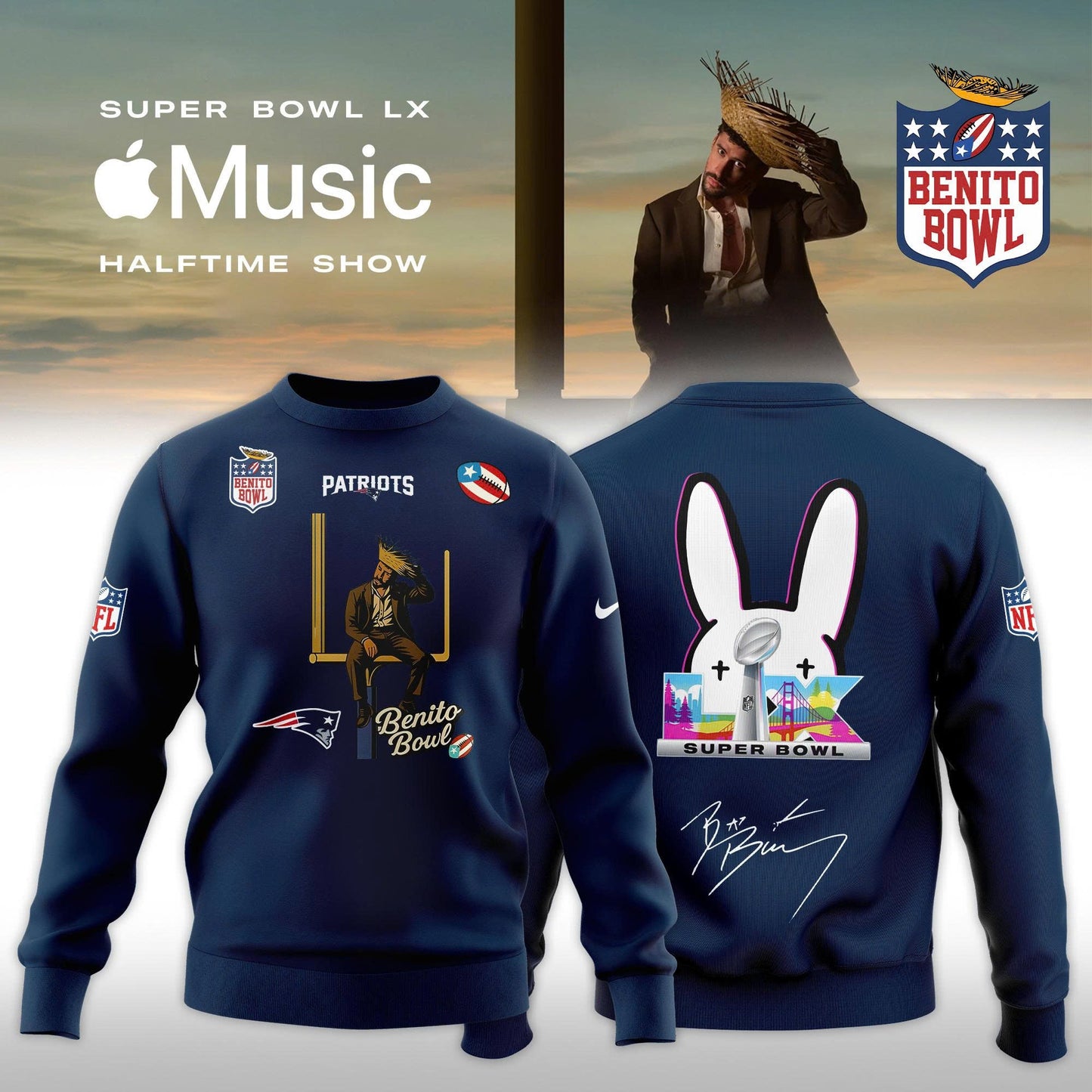 New England Patriots x Bad Bunny Super Bowl LX The Halftime Show Special Edition Sweatshirt