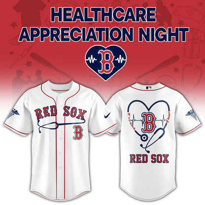 2026 Boston Red Sox Healthcare Appreciation Night Limited Edition Jersey Jogger And Cap Outfit White