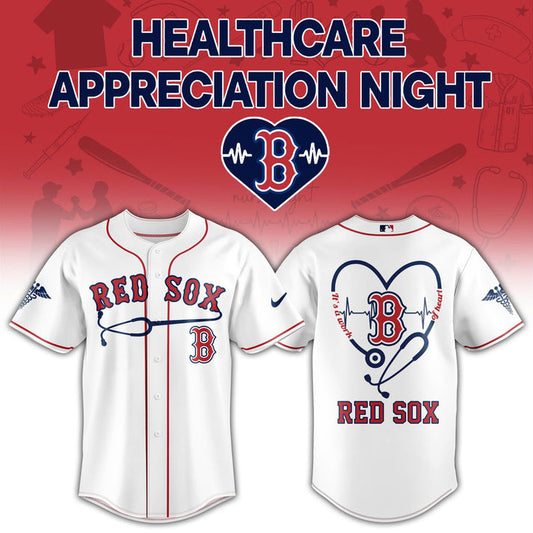 2026 Boston Red Sox Healthcare Appreciation Night Limited Edition Jersey Jogger And Cap Outfit White