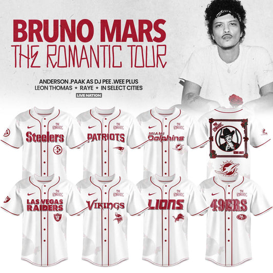 NFL x Bruno Mars – The Romantic Tour 2026 Jersey Collection