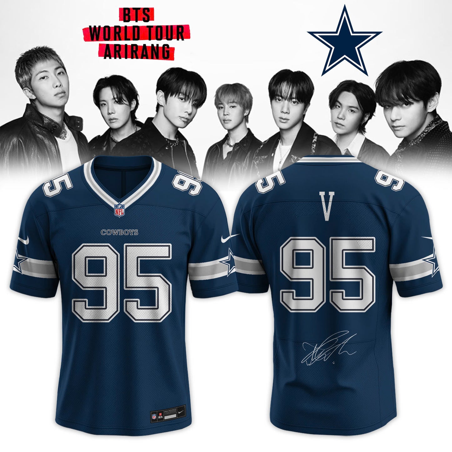 Dallas Cowboys x V 95 BTS World Tour 2026 Limited Edition Jersey