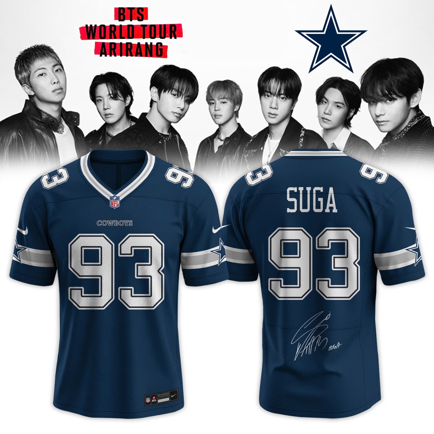 Dallas Cowboys x SUGA 93 BTS World Tour 2026 Limited Edition Jersey