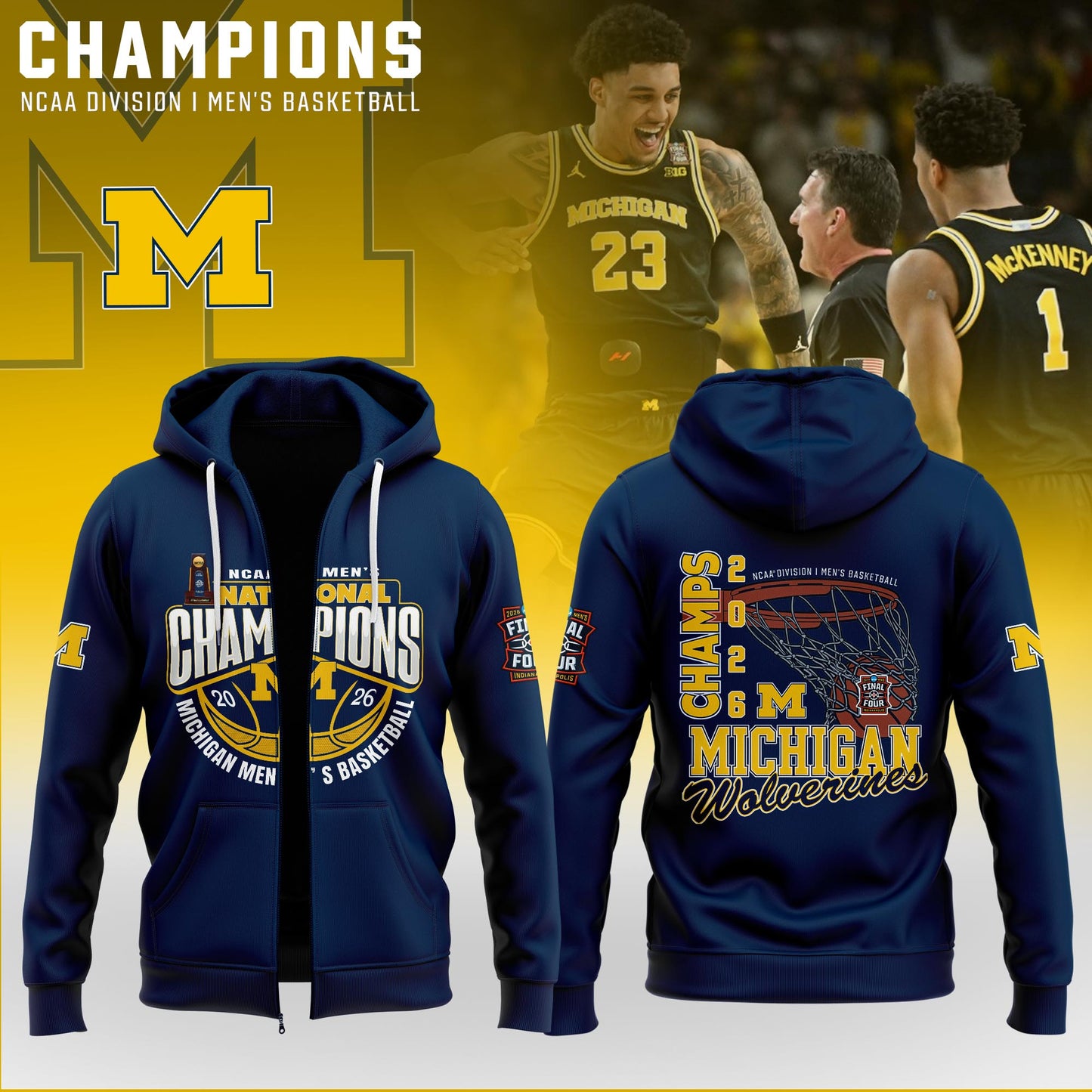 MICH Men’s Basketball 2026 National Champions ZipHoodie Limited Edition